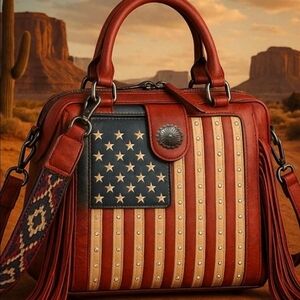 American Flag Design Leather Handbag